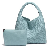 Gini Light Blue Woven Two In One Bag Set